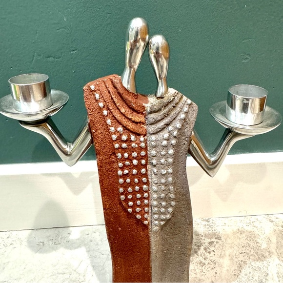 Stainless steel silver Candle Stick Holder Couple wedding candles GIFT Judaica - Picture 9 of 12